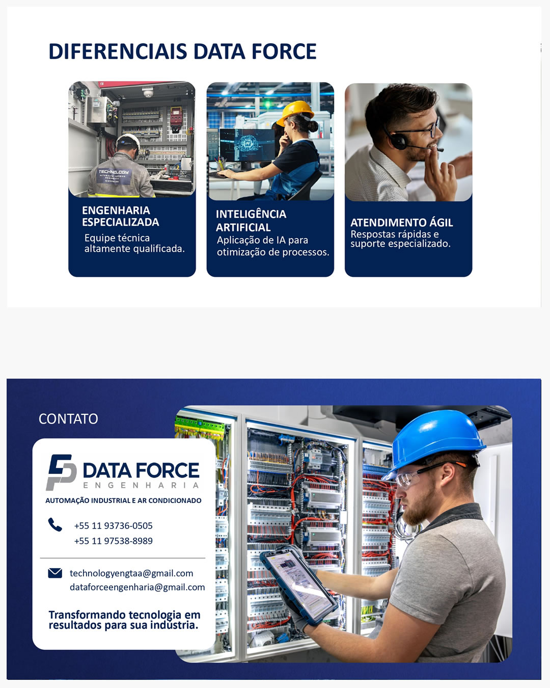 Criação Apresentação Portfólio Empresarial Engenharia Data Force